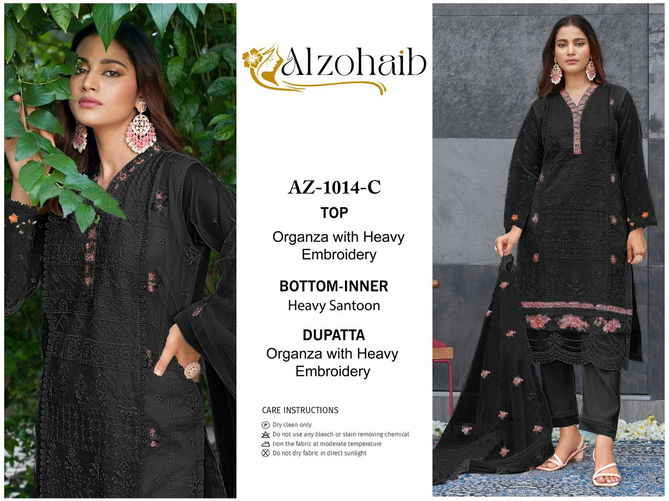 Az 1014 A To D By Alzohaib Organza Pakistani Suits Wholesale Price In Surat
